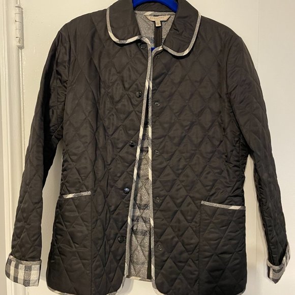 Diamond Quilted Classic Burberry Jacket with Silver Shimmer - Picture 4 of 7